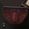 Men Panties Breathable Mesh Elastic Mid Waist Color Block No Trace Inside Wearing Large Size Ice Silk Sexy Male Underwear Briefs for Daily Life