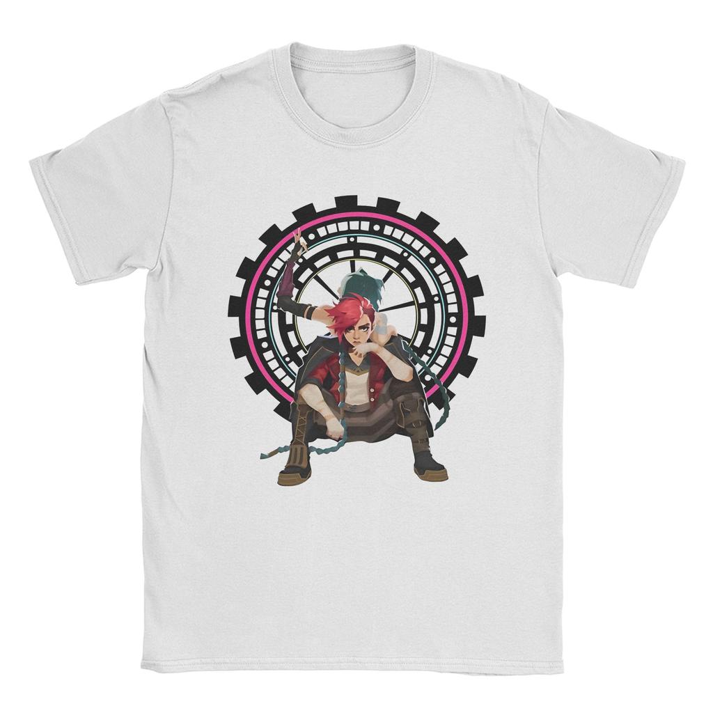 Erstaunliches Arcane Vi Spiel Violett Charakter Filme T-Shirt Herren 100% Baumwolle T-Shirt Anime Kurzarm T-Shirt Übergröße Kleidung