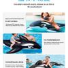 Cross Black Whale Inflatable Water Toy - PVC Floating Raft Bed for Children's Swimming and Sea Play