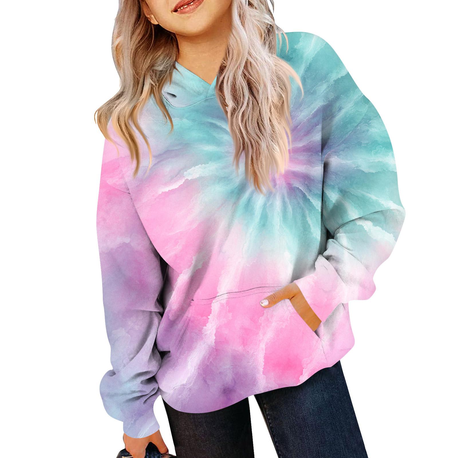 

Худи для девочек с принтом тай-дай - Пуловер с принтом 110 розовый