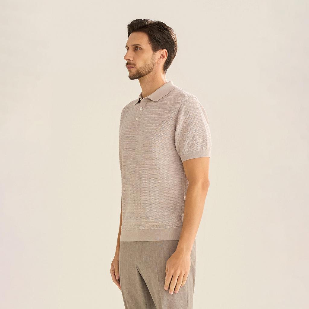FERRAROMILANO Tone-On-Tone Collared Knit Beige (Am0Gtsy25253)