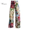 Dámské Retro Ležérní Kalhoty Knoflík se středním vzrůstem Zip Fly Široká noha Dlouhé kalhoty s kapsami Digitální květinový potisk Kalhoty pro volný čas Streetwear