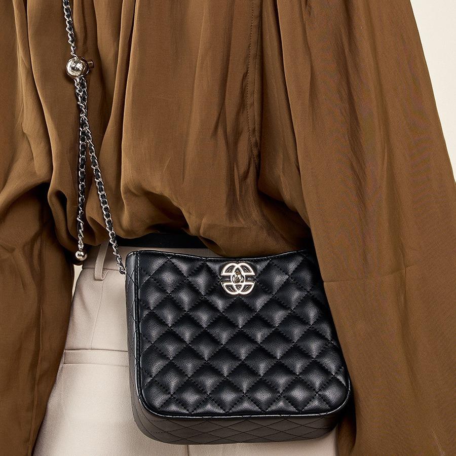 Fashion Versatile Shoulder Women's Bag New Leather Chain Rhombus Bag Commuter Bucket Bag Shoulder Bag