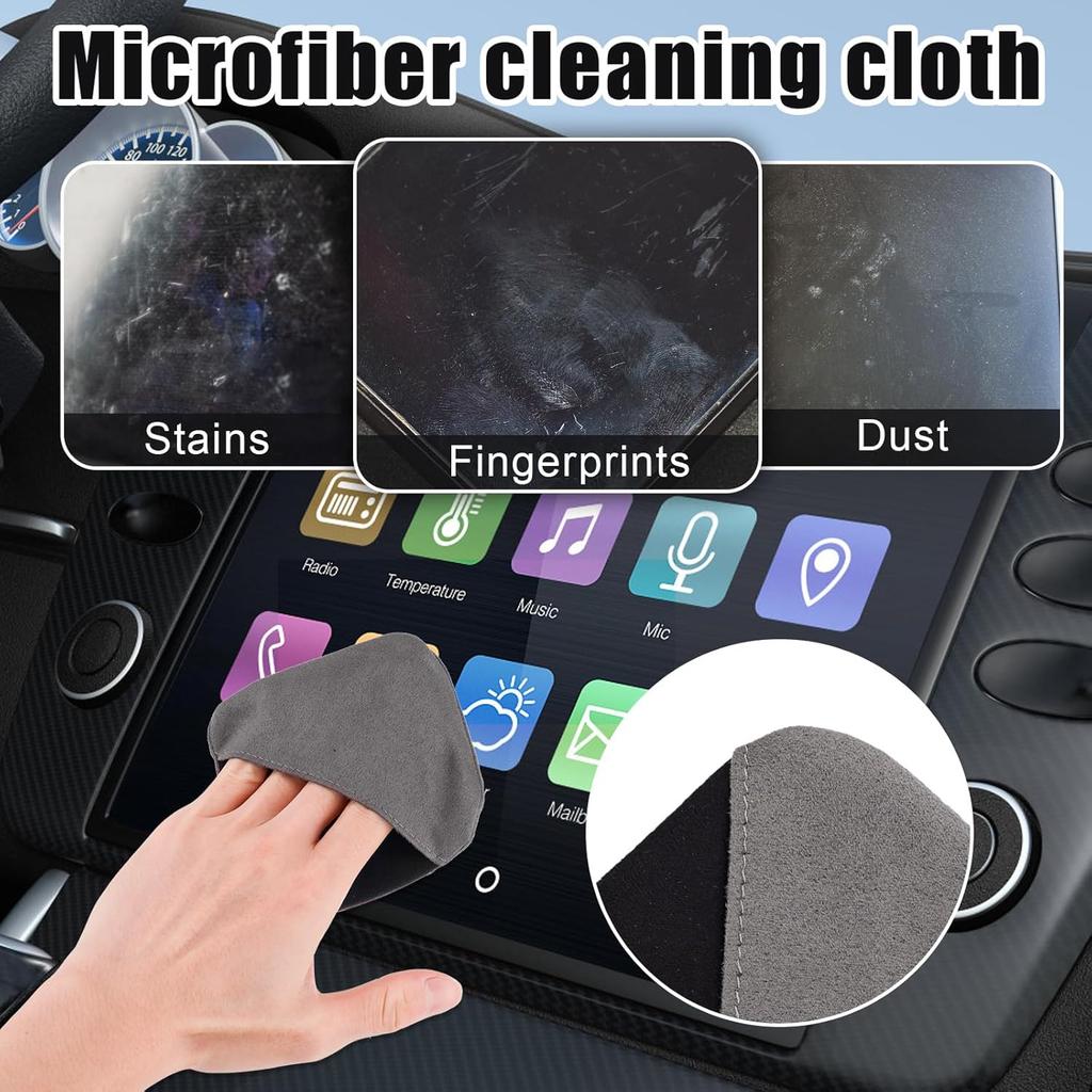 2pcs Car Screen Cleaner Cloth, Microfiber Car Accessories Cleaning Pads, Round & Square, Glasses Lens Display Wipes, Car Interior Cleaning Palm Tool