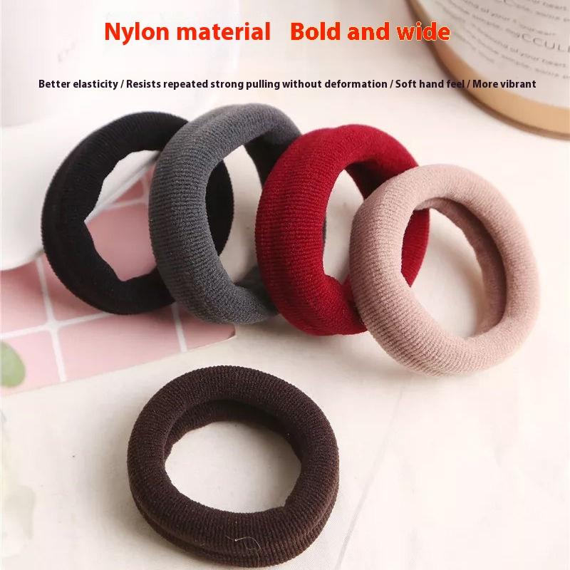 10Pcs High Elasticity Thickened Hair Rope Adult Hair Ring Simple Hair Accessories Seamless Black Rubber Band