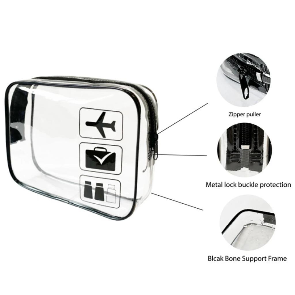 Clear Makeup Bag with Zippers Transparent Organizer Cosmetic Bags for Vacation Business Trip Airport Bathroom