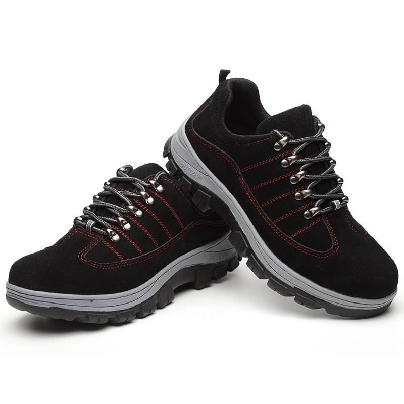 Mens Steel Toe Safety Work Boots Anti-Puncture Slip Resistant Leather Low Cut Industrial Footwear