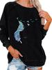 Ladies Spring/Fall Sweatshirt Women's Oversized Pullover Sweatshirt Fashion Feather Print Top