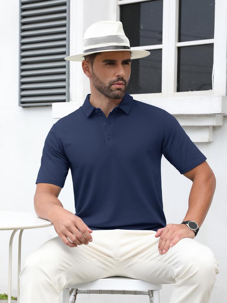 TACVASEN Short Sleeve Polo Cool To the Perfect for Outdoor Casual and Navy Size 3XL Men's Shirt, Touch, Activities, Golf, Work, Sports, Wear, Tennis,