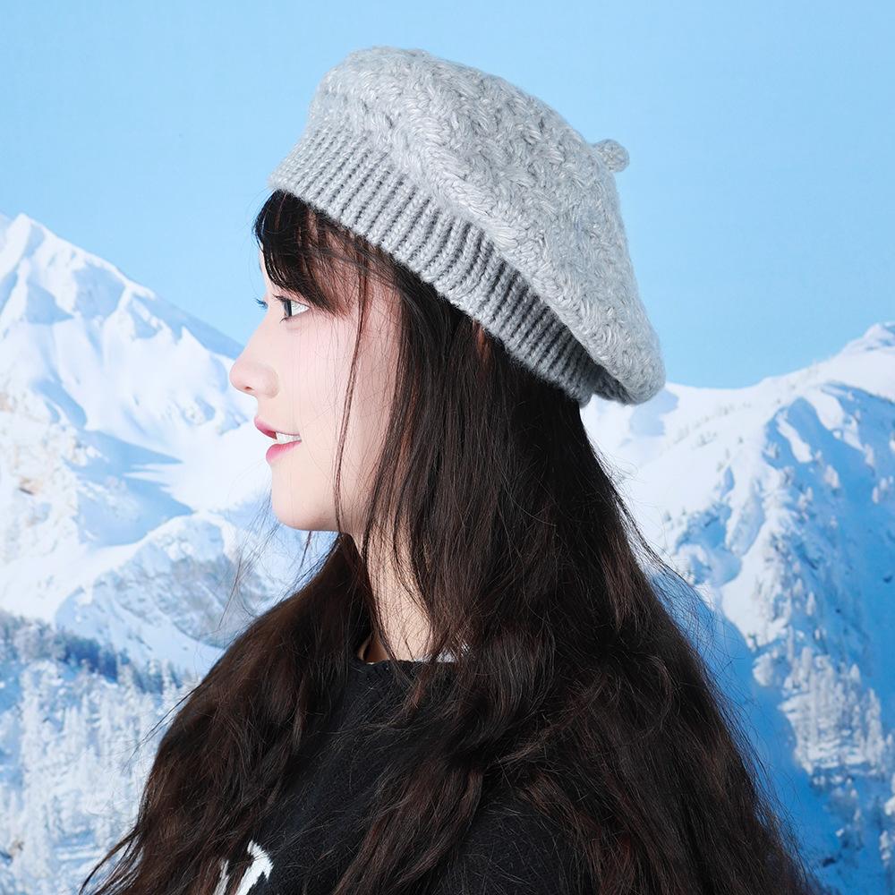 

Japanese Autumn and Winter Women s Retro Versatile Knitted Beret Female British Painter Hat Fashionable Casual Plaid Wool Hat One size