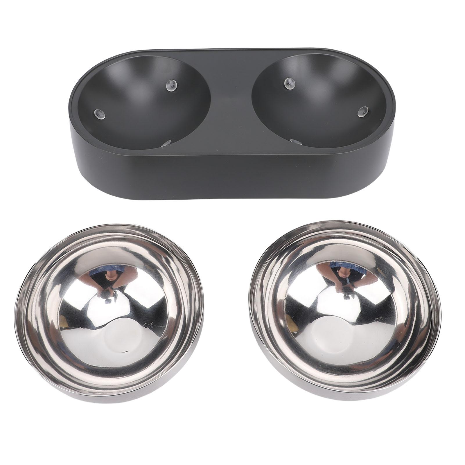 

Cat Double Food Bowl Plastic Stainless Steel Raised Dog Cat Bowl Large Capacity Pet Water and Food Bowl Set with Non Slip Base