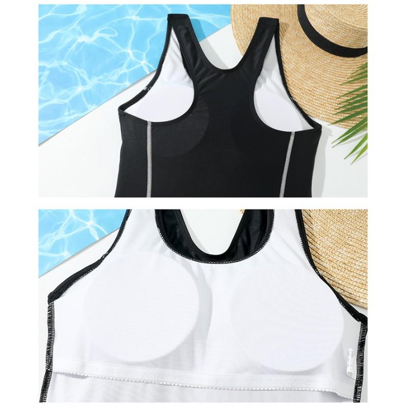 Plus Size Womens One-Piece Athletic Swimwear With Built-in Pad Modest Coverage Quick-Dry Slimming Fit Swimming Pool Spa