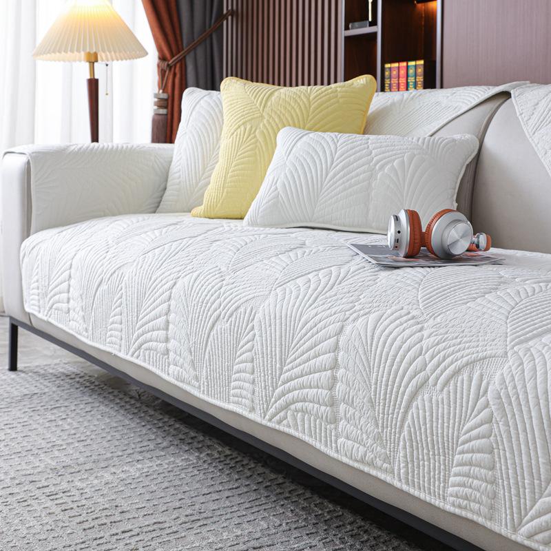 Nordic Simple Solid Color Sofa Cushion Four Seasons Pure Cotton Fabric Non-Slip Cushion Winter General Modern Sofa Cover Slipcover