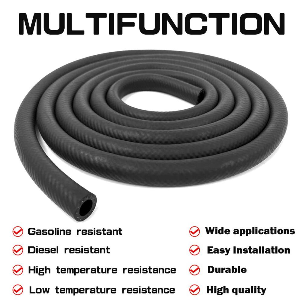 5/16 inch Fuel Hose Line Push Lock NBR Rubber SAE 30R7 15FT 300PSI Black