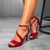 2026 Europäischer Stil Runde Spitze Stilettos: Sexy Sandalen mit offenem Zeh und einem Riemen