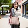 Autumn/Winter 2026 Literary Girl Striped Tote Bag - Large Capacity, Trendy Commuter Essential
