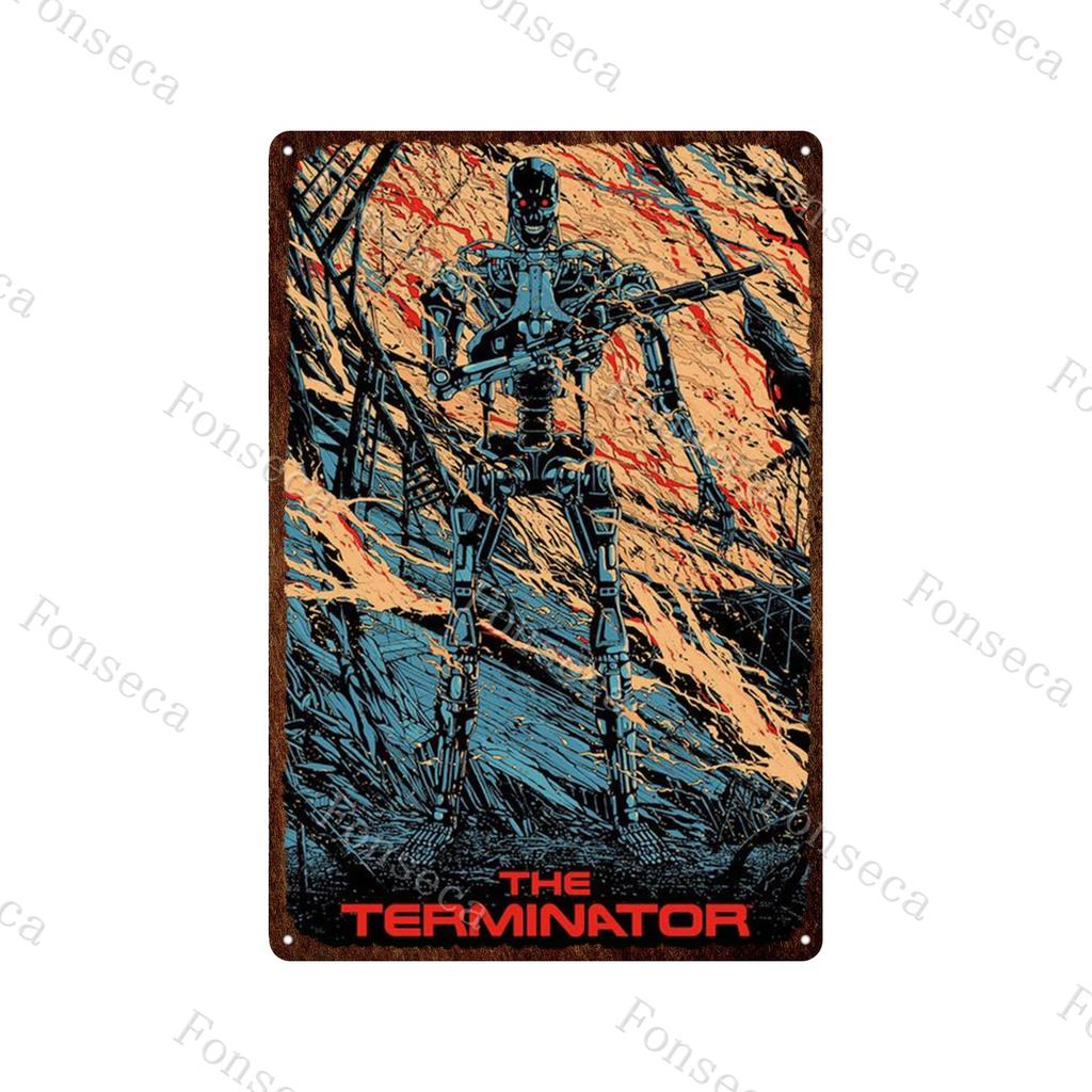 Terminator 2 Movie Metal Poster Tin Sign Classic Movies The Terminator Metal Plates Home Decoration Wall Art Iron Paining