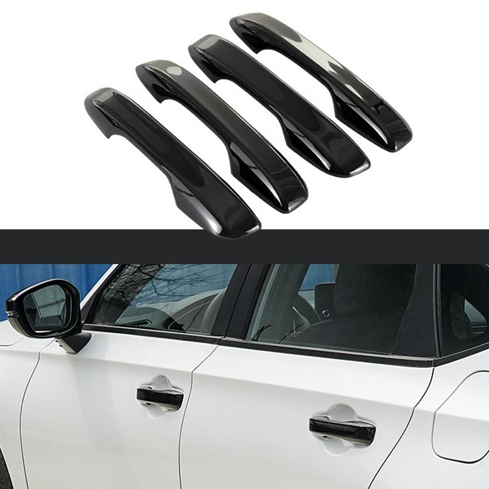 Car Carbon Fiber Style Exterior Door Handle Moulding Cover Trim w/Keyless Entry Decor For Honda Civic 11th Gen 2022 2023 2024