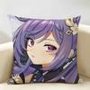 Keqing Genshin Impact Cushion Cover Natural Linen Organic Fabric DoubleSided Printing Room Sofa Decor Pillow Case