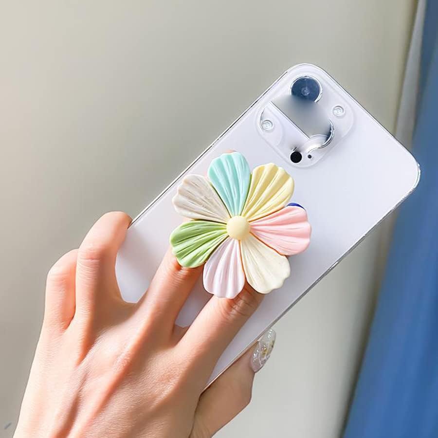 Phone Ring Holder Universal Phone Grip Collapsible Colored Flower Phone Grip and Phone Stand for Phones and Tablets Pack of 2
