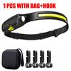 USB Rechargeable LED Sensor Headlamp XPE+COB Headlight Led Head Torch Camping Search Light Head Flashlight for Fishing Lantern