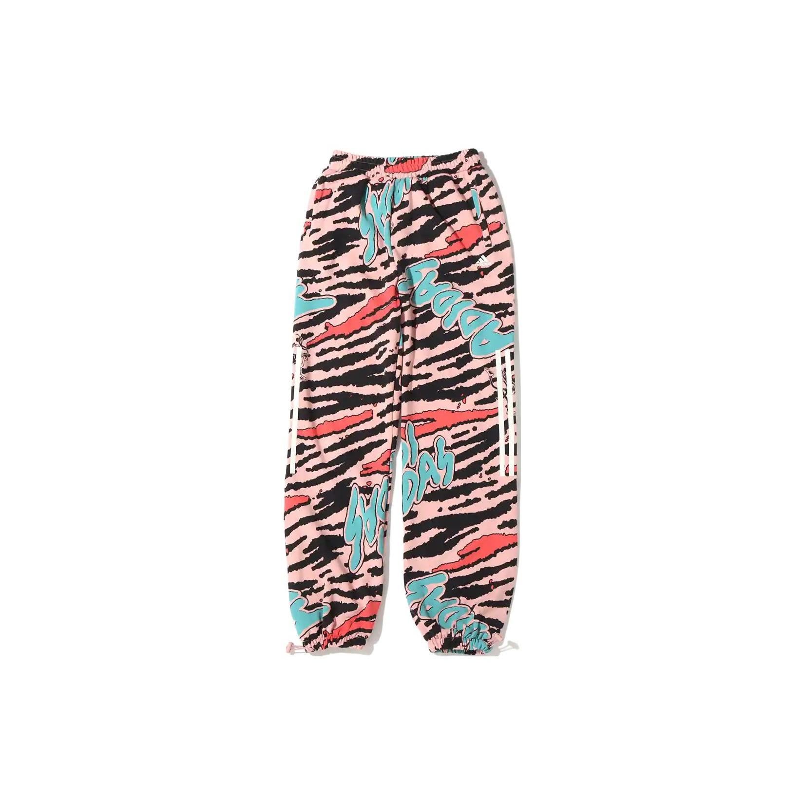 Men s adidas Full Print Straight Sports Pants/Trousers/Joggers Pink HF5109 XXL