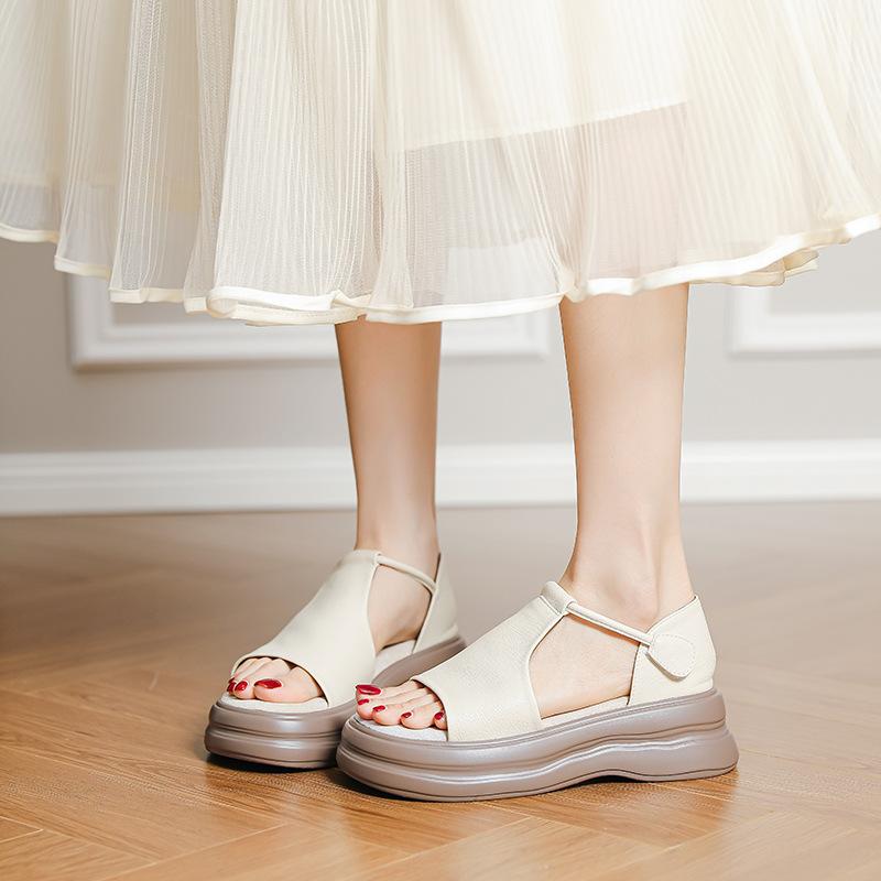 Spot! Small Muffin Thick Sole Heightening Retro Casual Open-toed Sandals Women's Summer Fashion Versatile Roman Women's Shoes