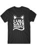 Comfortable Cotton Funny T-Shirt – I Like Cats More Than People, Black with Whit Unisex T-Shirt