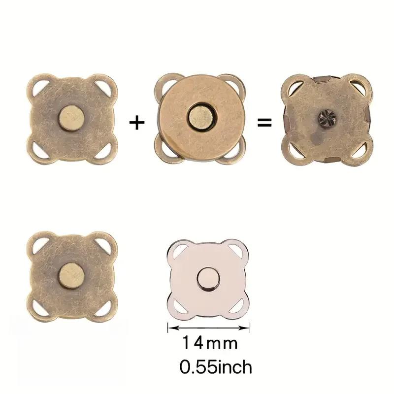 10 Sets Magnetic Snap Buttons Metal Plum Blossom Sew On Button Clasps Fasteners for Purses Handbag Clothes DIY Accessories