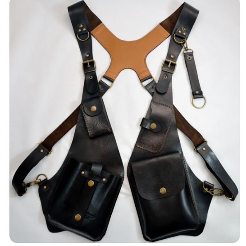 European And American Retro Leather Straps Underarm Satchel Men'S Outdoor Mobile Phone Bag Halloween Cosplay Props