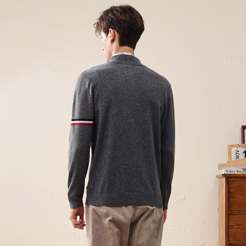 Komonboca Herren Pullover mit halbem Reißverschluss aus 100% Wolle