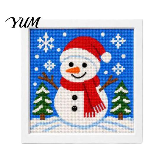 Regalo de Navidad Hecho a Mano Kit DIY de Punto de Cruz, Patrones Navideños de Papá Noel Muñeco de Nieve Reno, Kit de Manualidades de Costura para Principiantes con Temática para Adultos