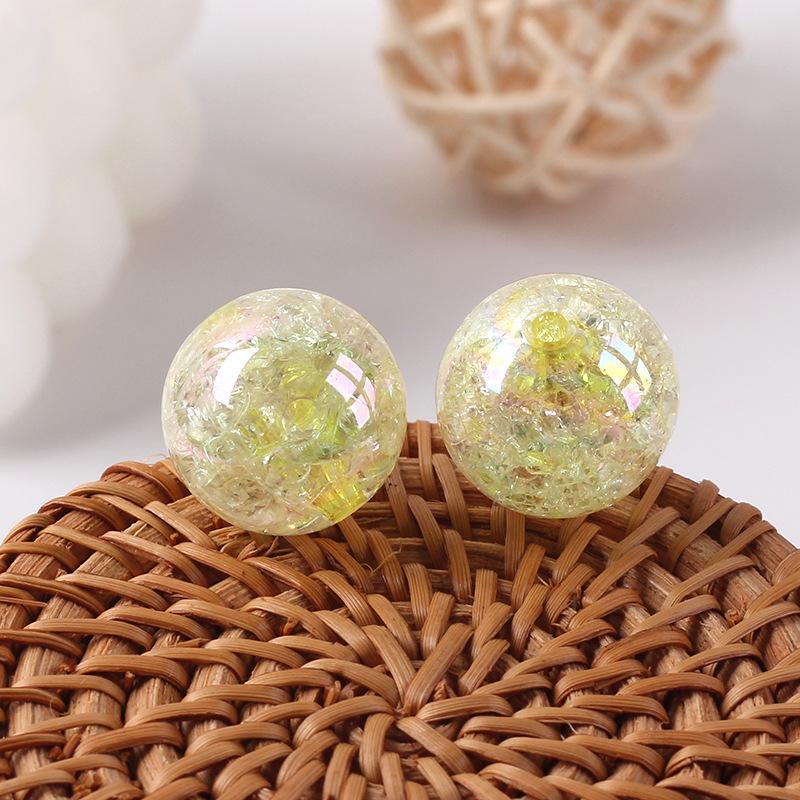 Acrylic Transparent Plated AB Color Bursting Straight Hole Pattern Round Plastic DIY Floral Colored Beads Jewelry Accessories