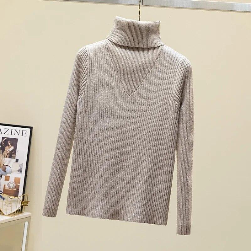 Autunno spesso dolcevita maglione morbido moda casual lavorato a maglia manica lunga fondo pullover donna maglione vintage top elegante 28748