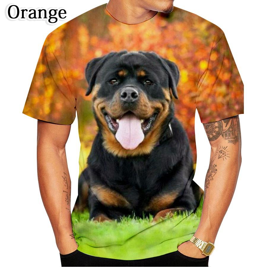 Fashion Personality Design Cute Pet Dog Rottweiler 3D Printed T-Shirt Funny Stylish Round neck Short sleeved Men's T-shirts