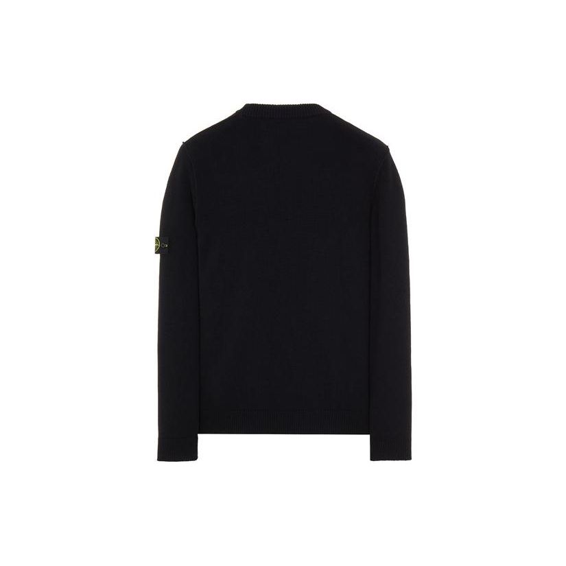 Stone Island FW22 Solid Color Lambswool Crew Neck Sweater Men sweater Black 7715508A3-V0029