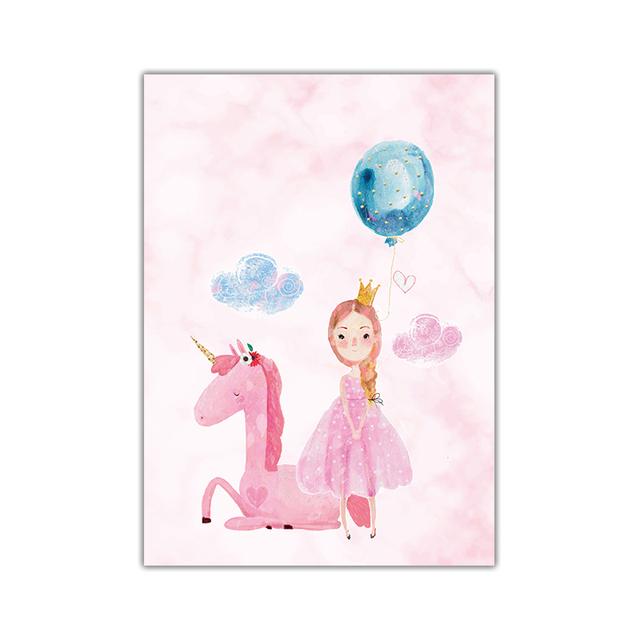 

Холст постер принцессы и единорога для маленьких девочек, детские цитаты, настенная живопись с принтом, скандинавская картина для украшения детской комнаты 21*30cm