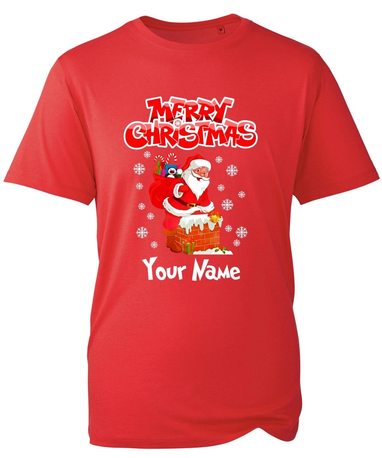 Personalised Merry Christmas Santa Name T-Shirt, Funny Santa Xmas Unisex Top XL