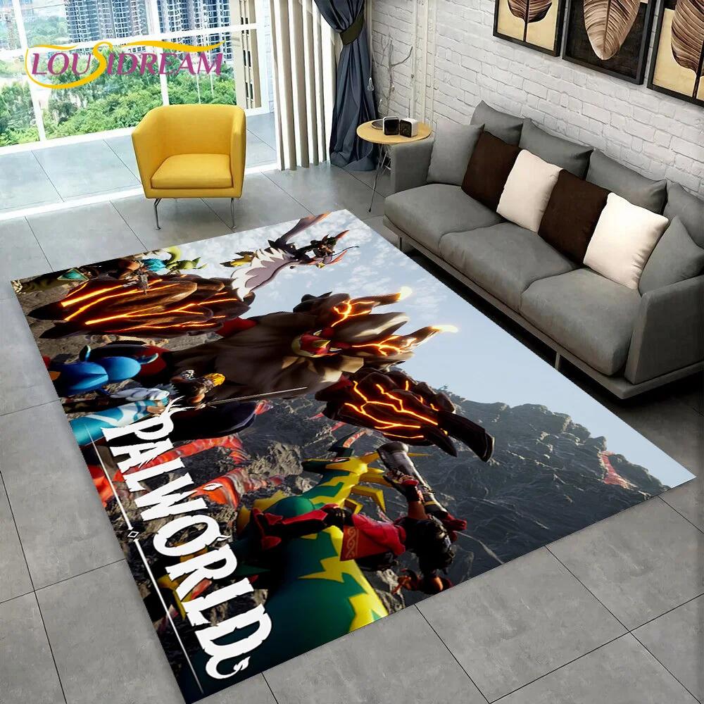 3D Cartoon Palworld Spiel Teppich für Zuhause Wohnzimmer Schlafzimmer Sofa Fußmatte Dekoration, Kinderteppich Rutschfeste Bodenmatte Geschenk