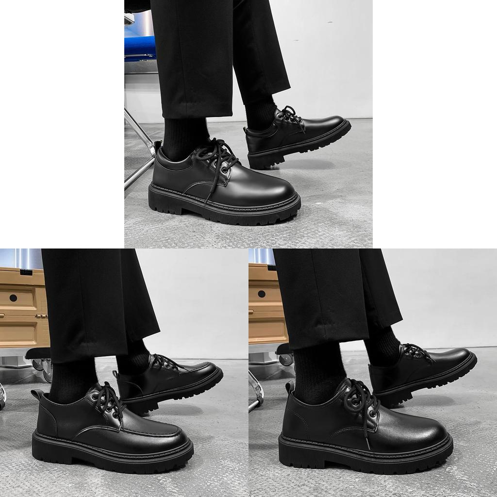 Casual Leather Patchwork Mens Shoes With Durable Rubber Sole For Everyday Wear