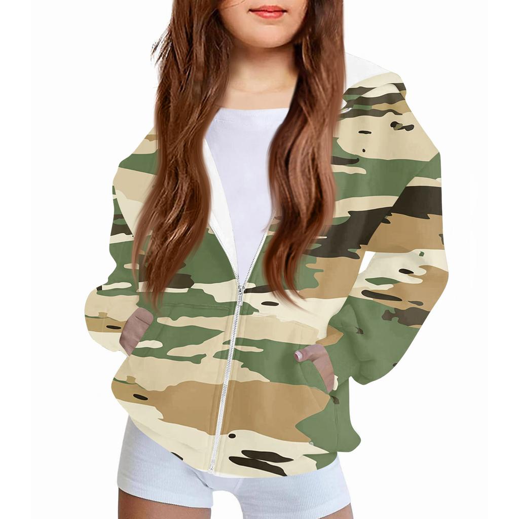 Children's Fashion Christmas Printed Long Sleeved Hooded Sweatshirt Girls' Hoodie Jacket