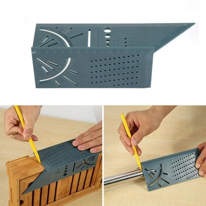 Règle Carré 3D Disposition Carré multifonctionnel Mitre angle de 45°et de 90° Métrique Règle, outil de mesure Règle verte