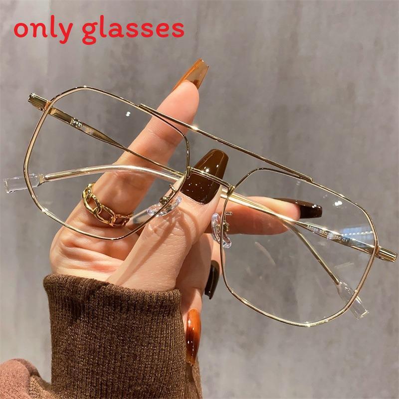 

Geometric Square Flat Optical Glasses With Blue Light Blocking For Casual Men And Women Golden