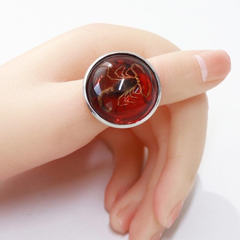 Stylish Round Scorpion Rings Adjsuatble Opening Rings Resin Statement Piece Unique Finger Jewellery Trendy Couple Gift