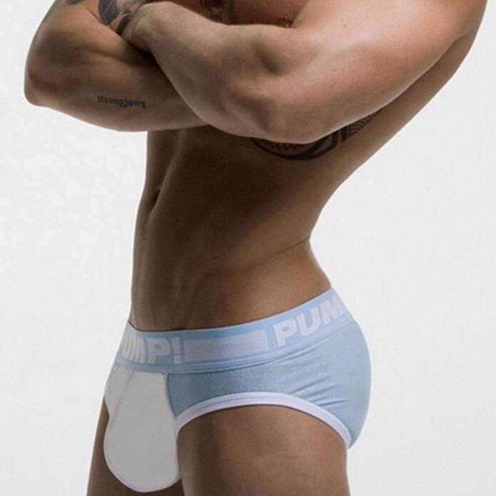 Pump! Men's Low Waist Sexy Triangle Underwear U Convex Hip-lifting Cotton Breathable Knickers