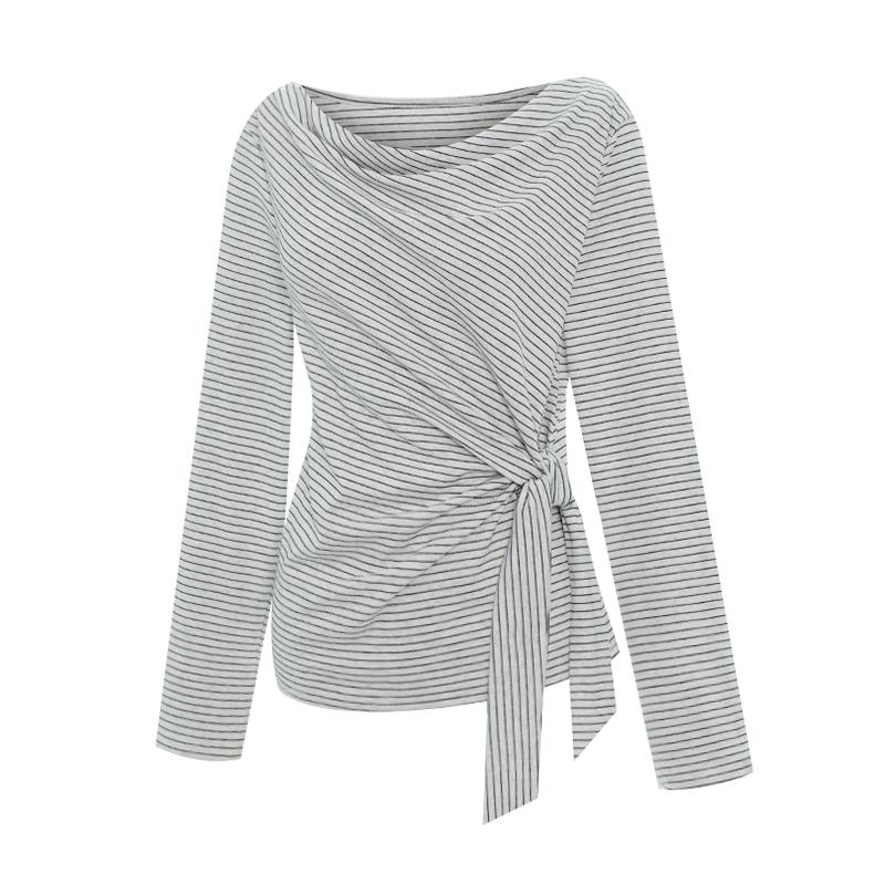 TVIEW Stripe Drape Cowl Neck T-Shirt_V6C-Cts002