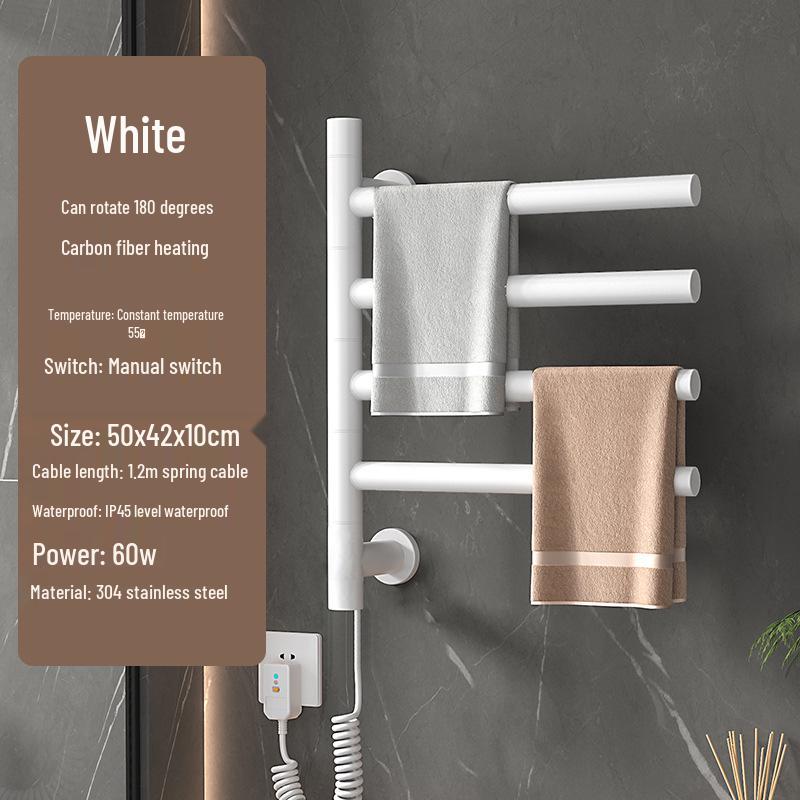 Stainless Steel Smart Electric Towel Rack with Rotatable Heating and Sterilization for Hotel Bathrooms