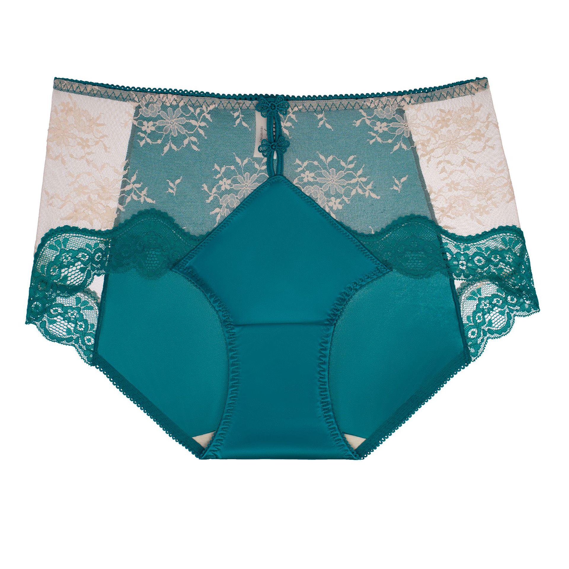 He Jia Mei Yan Lace Trim Mulberry Silk Women s Thong Large зелёный