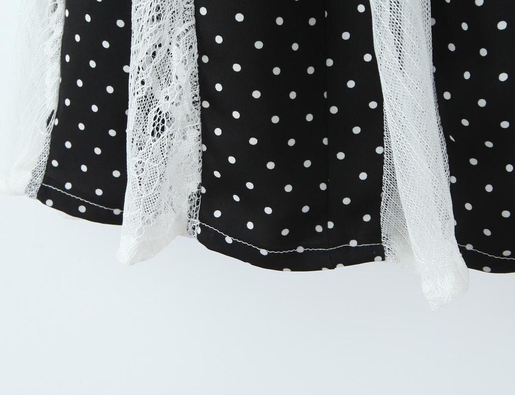 Women's Summer Sleeveless Polka Dot Color Block Cinched Waist Mini Dress