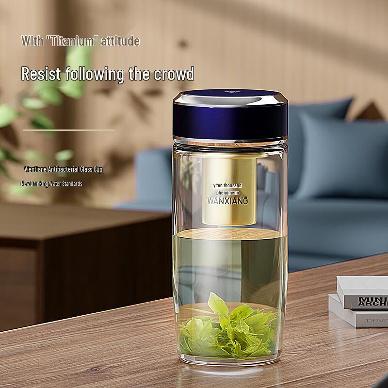 WANXIANG Silver Ion Antibacterial Borosilicate Glass Water Bottle